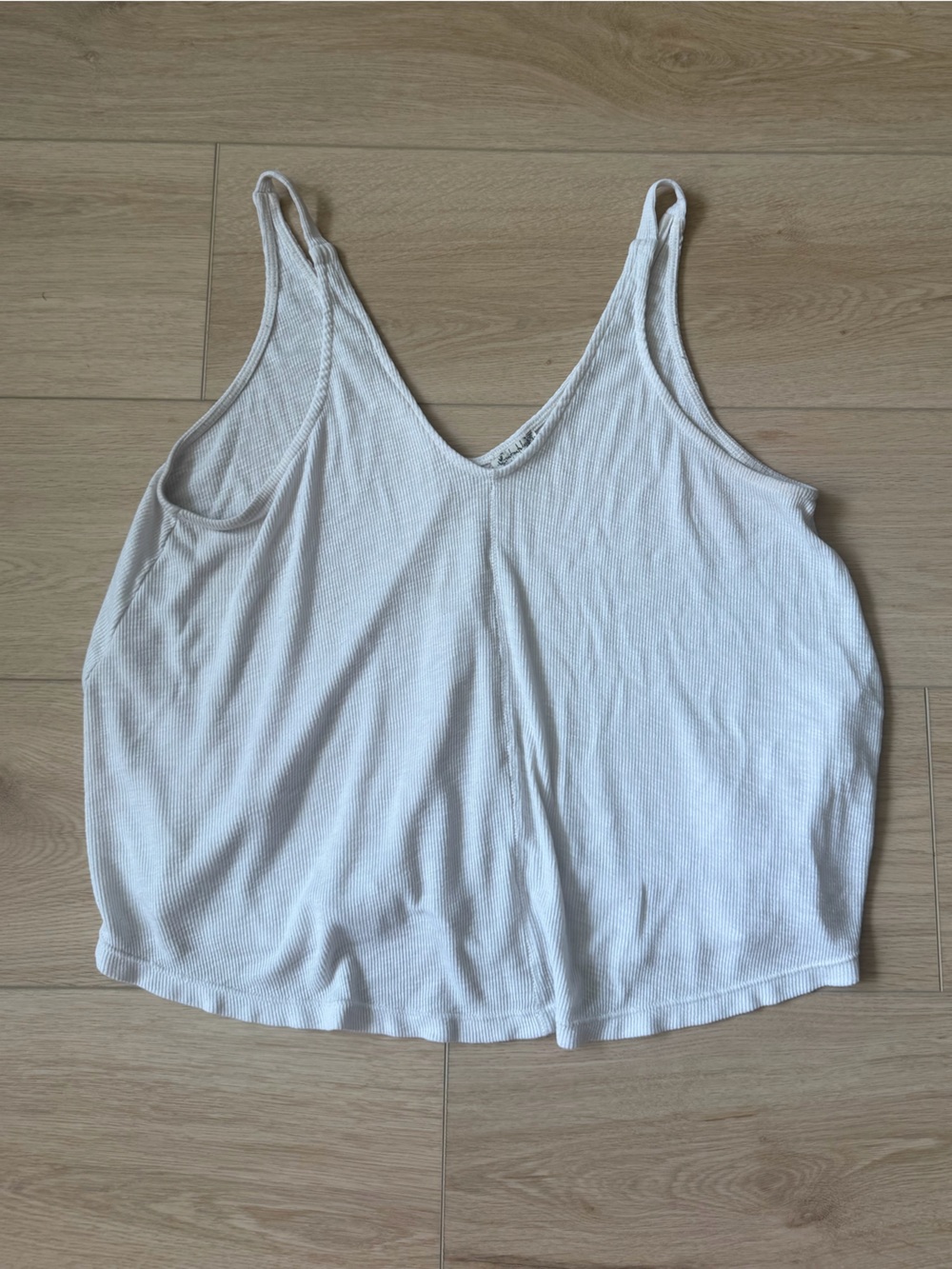 Free People White Ribbed Tank Top